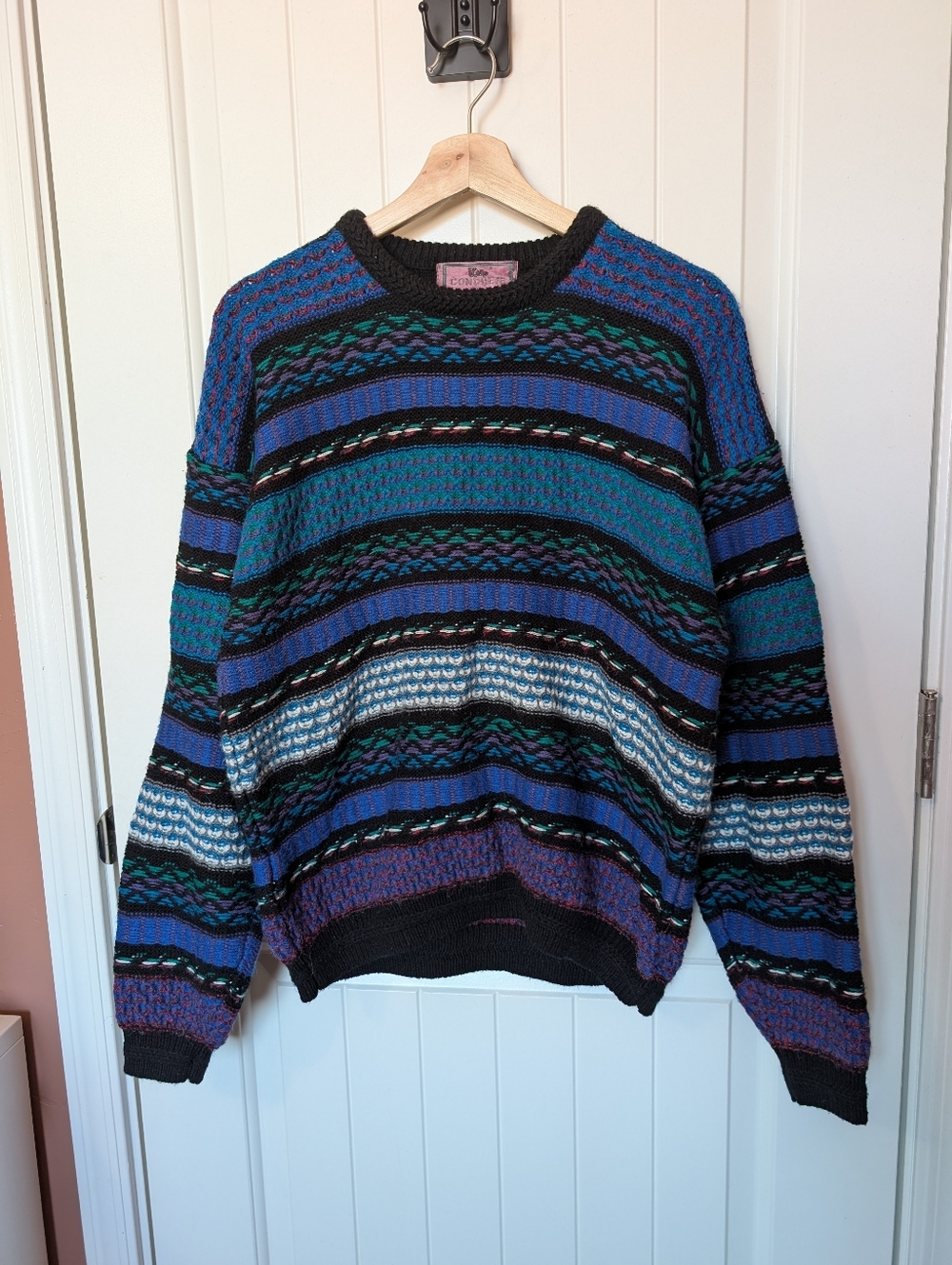 Vintage Concrete Mix Knit Sweater Men’s Medium Black/Blue